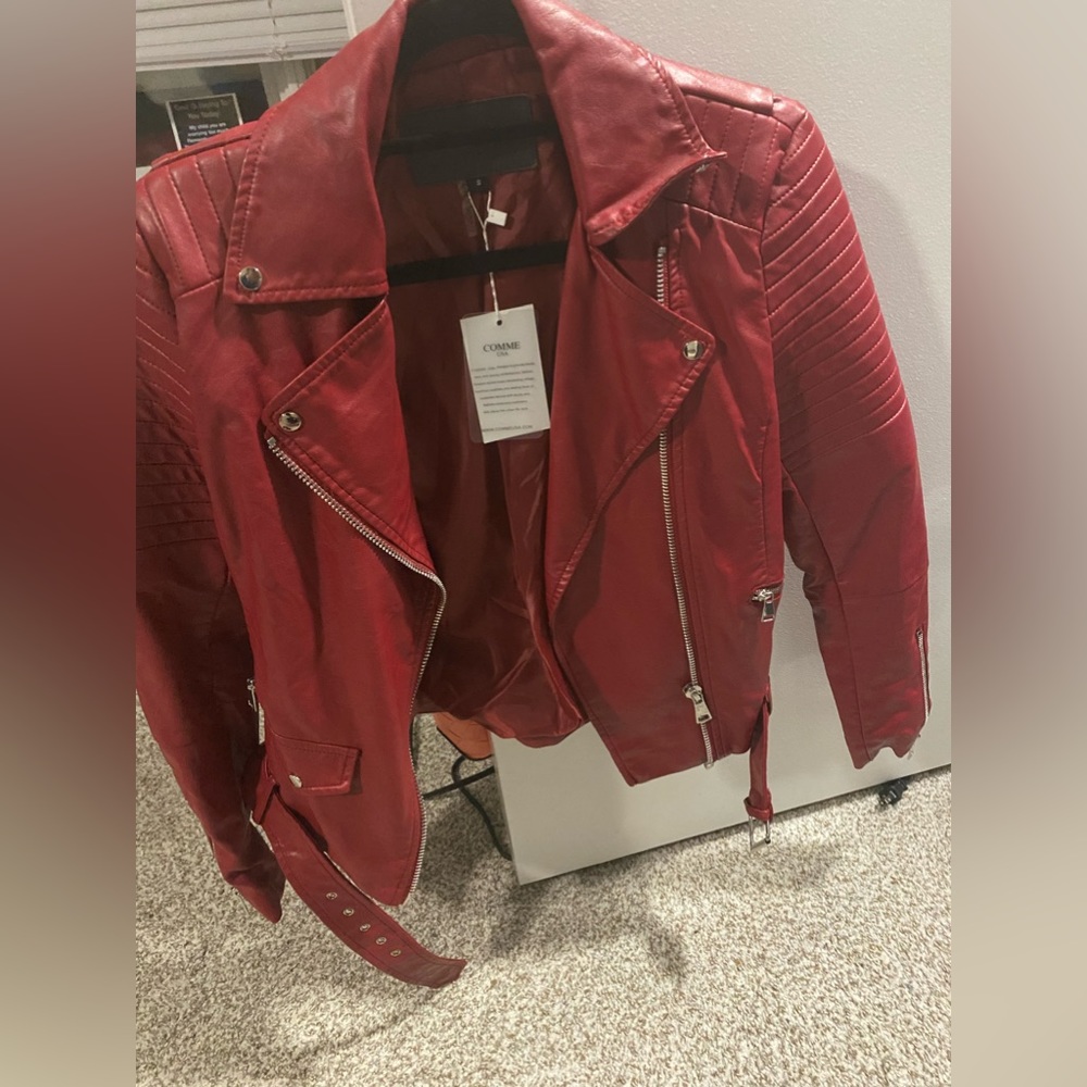Red leather jacket